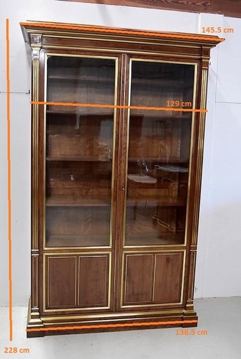  Kubanisches Mahagoni-Parkett-Bücherregal im Stil Louis XVI - Ende des 19. Jahrhunderts