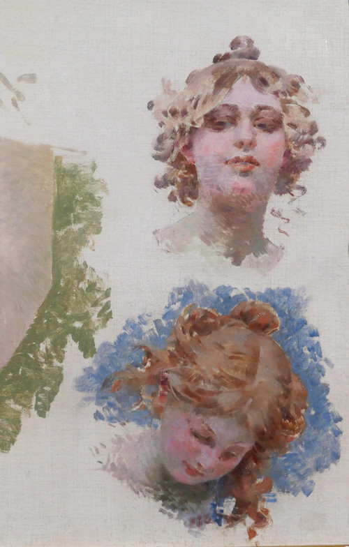 Edouard TOUDOUZE 1848-1907 Etude pour la musique, Opéra Comique, Paris, Tableau, 1895-98