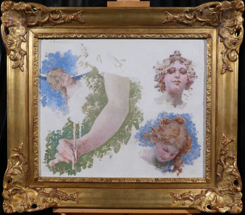 Edouard TOUDOUZE 1848-1907 Etude pour la musique, Opéra Comique, Paris, Tableau, 1895-98