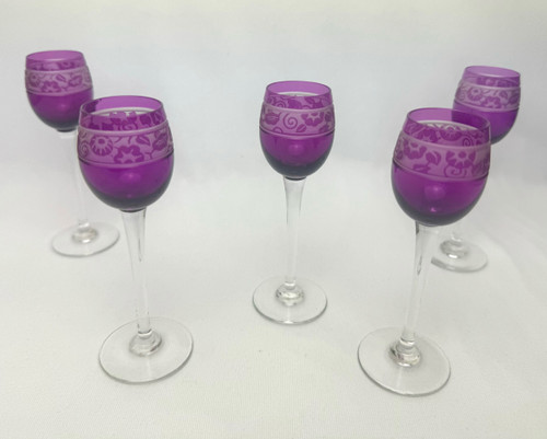 Set mit 5 Kristall-Schnapsgläsern