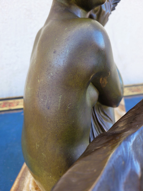 Godard, Donna e agnello, Bronzo Art Déco, XX secolo