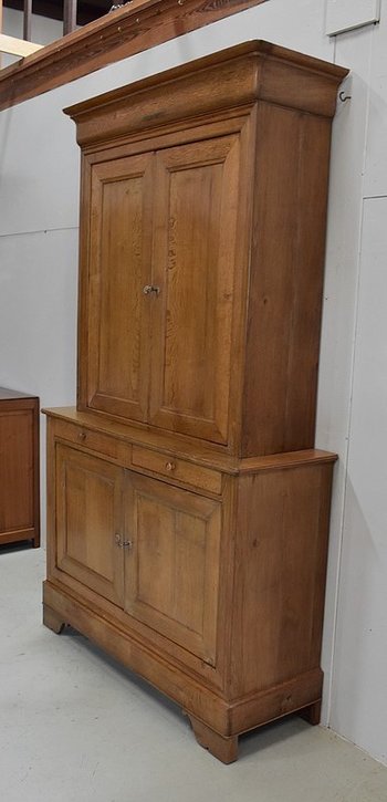  Buffet Deux Corps en Chêne massif - Fin XIXe 