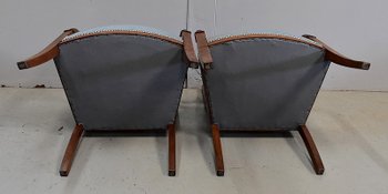 Pair of Solid Light Walnut Armchairs, Directoire Period - Late 18th Century - Early 19th Century