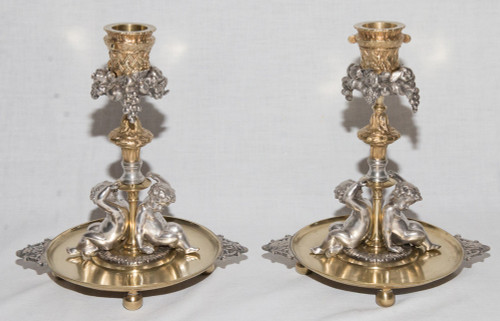 Coppia di candelieri firmati Henri Picard Fine XIX secolo