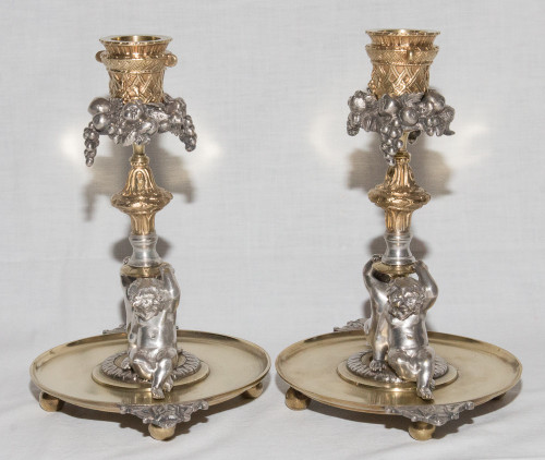 Coppia di candelieri firmati Henri Picard Fine XIX secolo