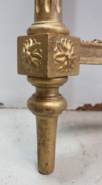  Set di Specchio Trumeau e Console Mezzaluna, in Legno Dorato - Fine XIX Secolo