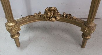  Set di Specchio Trumeau e Console Mezzaluna, in Legno Dorato - Fine XIX Secolo