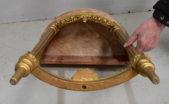  Set di Specchio Trumeau e Console Mezzaluna, in Legno Dorato - Fine XIX Secolo