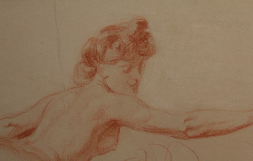 Red chalk drawing 'Étude de nue' Victor René Livache (1872-1944)