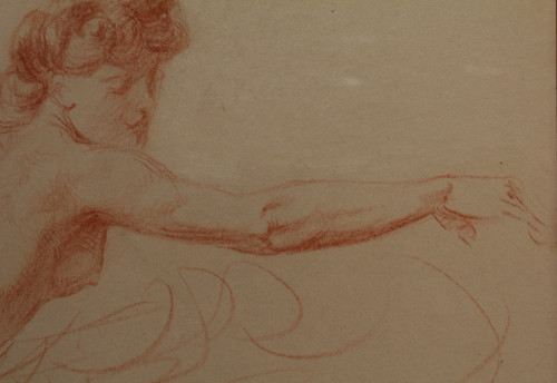 Red chalk drawing 'Étude de nue' Victor René Livache (1872-1944)