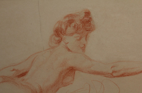 Red chalk drawing 'Étude de nue' Victor René Livache (1872-1944)
