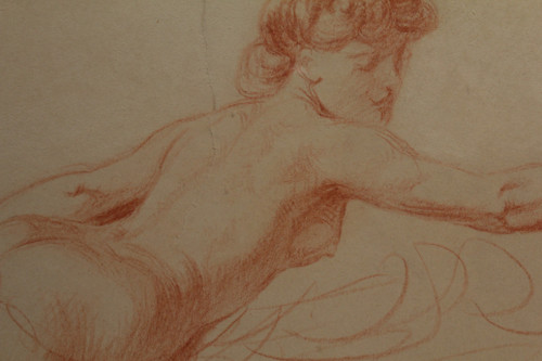 Red chalk drawing 'Étude de nue' Victor René Livache (1872-1944)