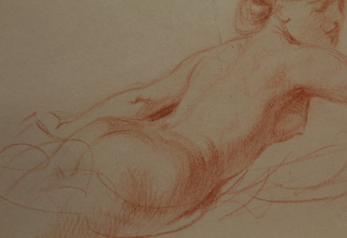 Red chalk drawing 'Étude de nue' Victor René Livache (1872-1944)
