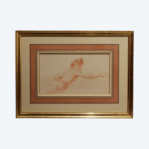 Dessin à la sanguine 'Étude de nue' Victor René Livache (1872-1944)