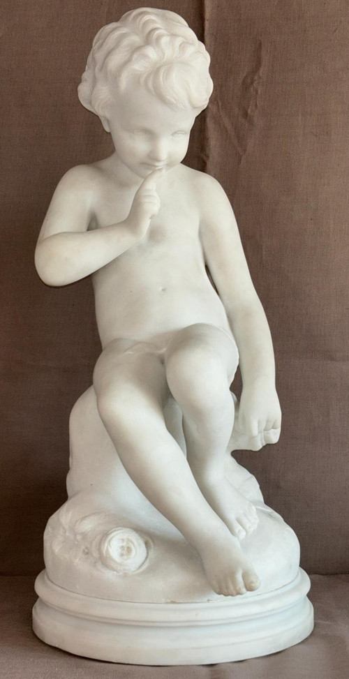 Statua in marmo di Cupido del XIX secolo, da Étienne Maurice Falconet (1716-1791)