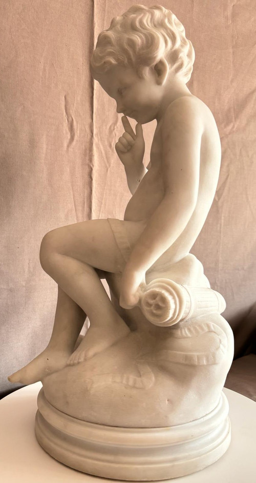 Statua in marmo di Cupido del XIX secolo, da Étienne Maurice Falconet (1716-1791)