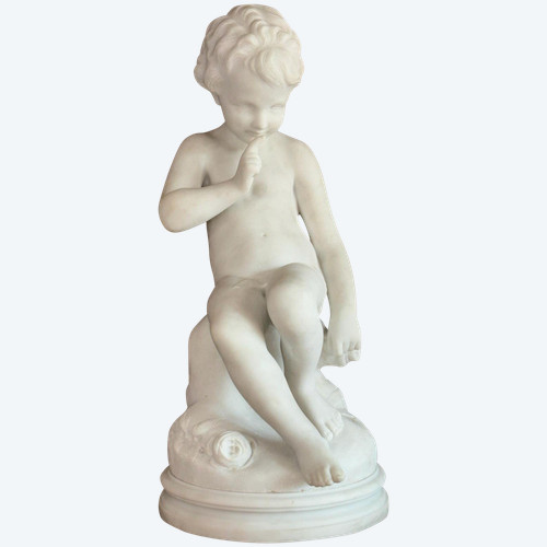 Statue de Cupidon en marbre en marbre du XIXème siècle, d'après Étienne Maurice Falconet (1716-1791)