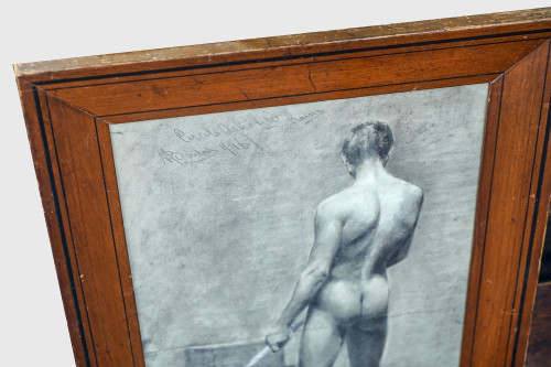 HOMME NU  DE DOS crayon