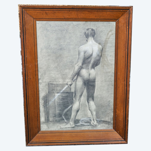 HOMME NU  DE DOS crayon