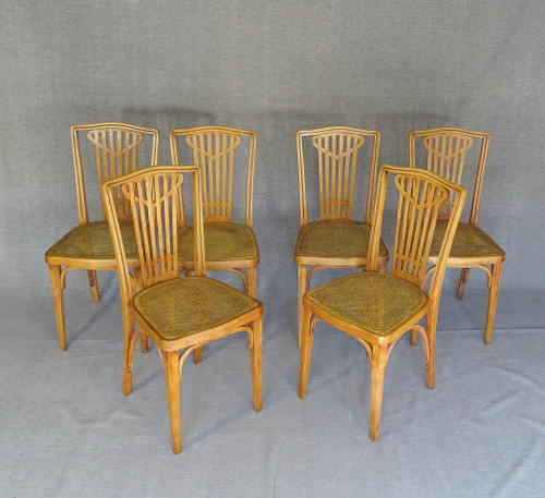 Set of 6 THONET N°732 Art Deco chairs, new canes