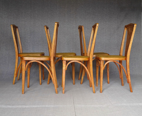 Set of 6 THONET N°732 Art Deco chairs, new canes