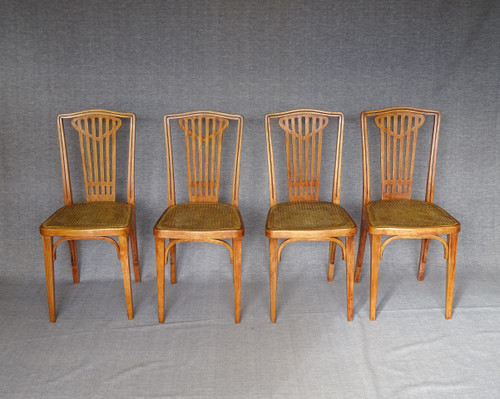 Set of 6 THONET N°732 Art Deco chairs, new canes