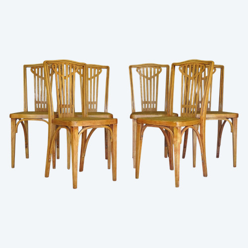 Set de 6 chaises THONET N°732 Art Deco, cannages neufs