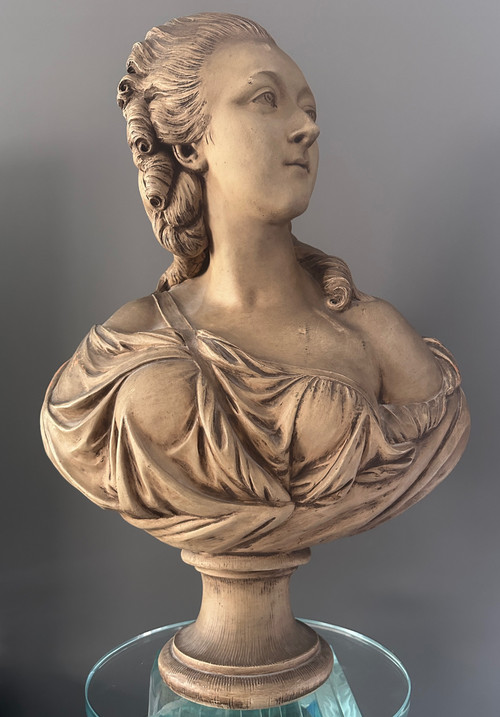 Augustin Pajou, Scultura Buste Terre Cuite La Comtesse Du Barry XIX secolo
