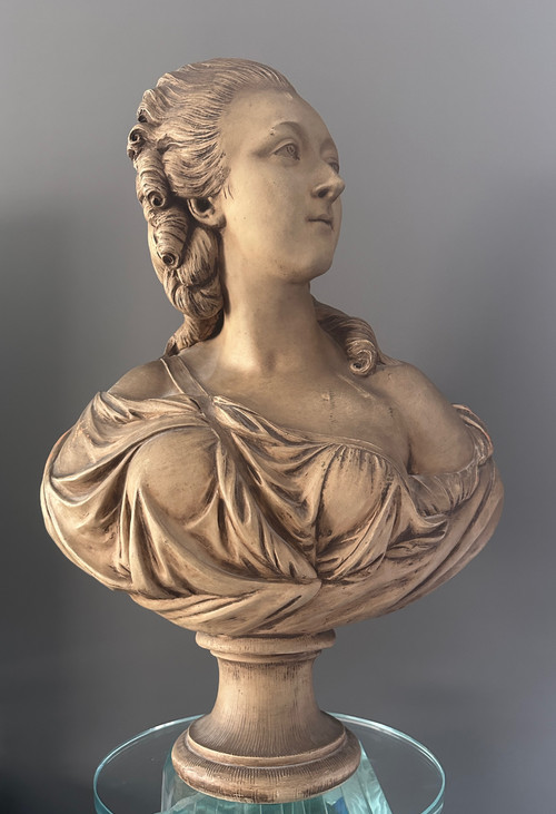Augustin Pajou, Scultura Buste Terre Cuite La Comtesse Du Barry XIX secolo