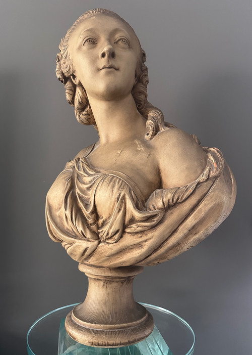 Augustin Pajou, Scultura Buste Terre Cuite La Comtesse Du Barry XIX secolo