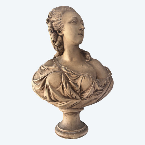 Augustin Pajou, Scultura Buste Terre Cuite La Comtesse Du Barry XIX secolo