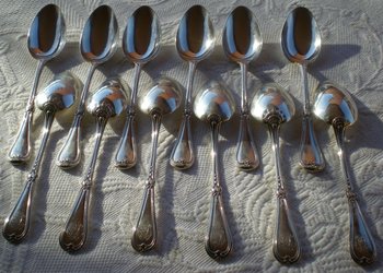 12 solid silver dessert cutlery