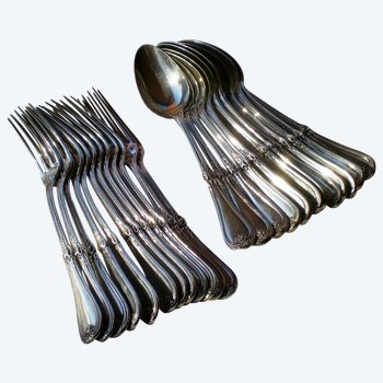 12 solid silver dessert cutlery