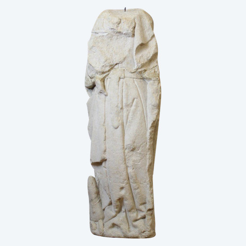 Limestone Sculpture Representing Saint Roch , Burgundy , XV Century