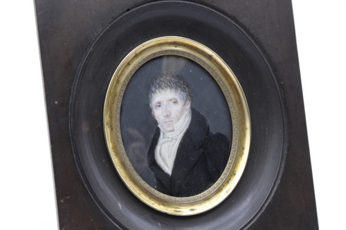 Miniature On Ivory Late XVIII Representing The Notary Of Meillonnas