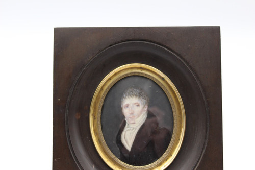 Miniature On Ivory Late XVIII Representing The Notary Of Meillonnas