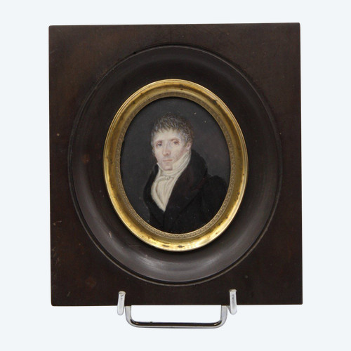 Miniature On Ivory Late XVIII Representing The Notary Of Meillonnas