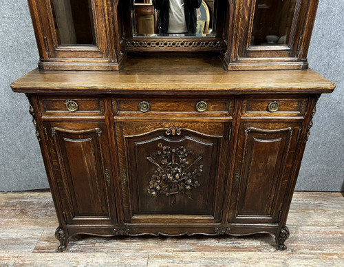 Louis XV / Transition style solid oak buffet bookcase circa 1880