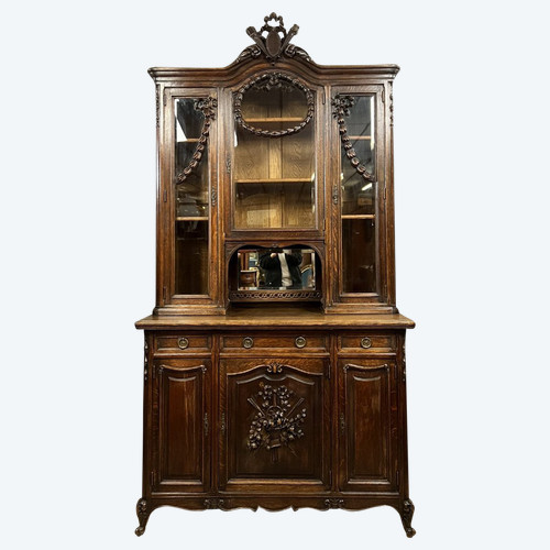 buffet bibliothéque style Louis XV / Transition in massiver Eiche um 1880