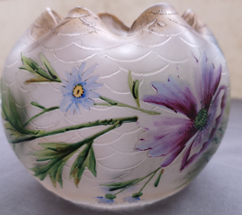Magnifico vaso a sfera con decorazione floreale Legras Montjoye
