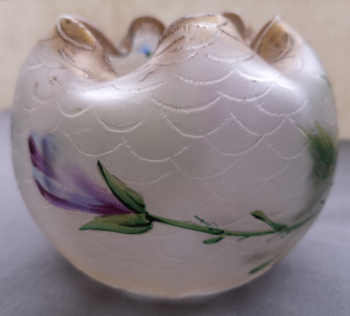 Magnifico vaso a sfera con decorazione floreale Legras Montjoye
