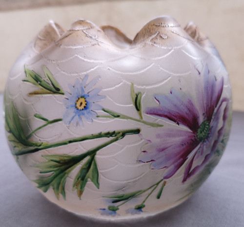 Magnifico vaso a sfera con decorazione floreale Legras Montjoye