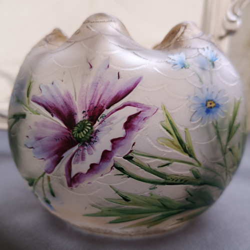 Magnifico vaso a sfera con decorazione floreale Legras Montjoye
