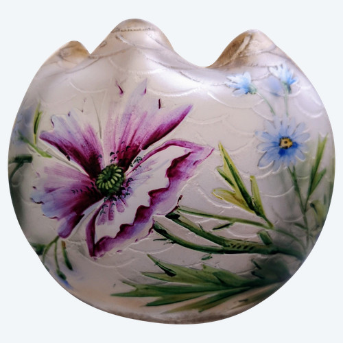 Magnificent ball vase with floral decoration Legras Montjoye