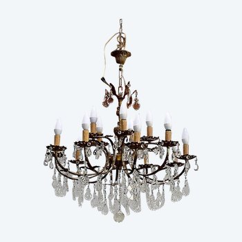  Lustre en Cristal - Milieu XXe 