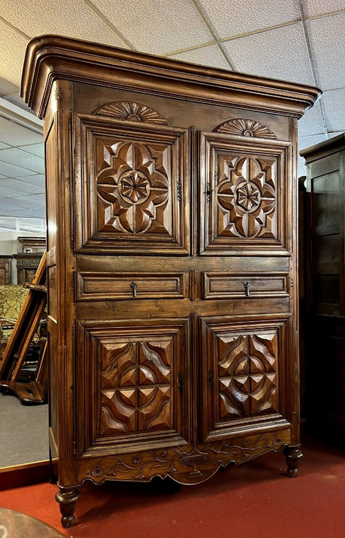 18th century solid walnut armoire or cabinet circa 1760