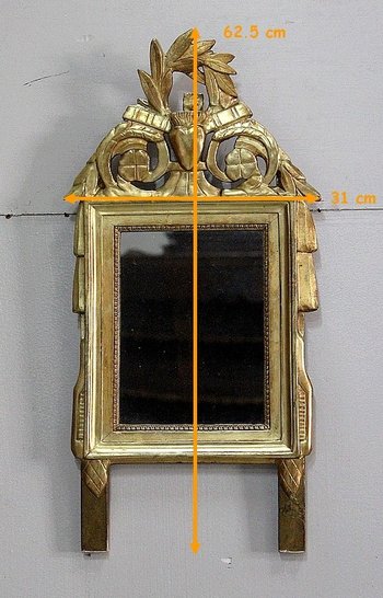  Petit Miroir en Bois Doré, style Louis XVI - Début XXe 