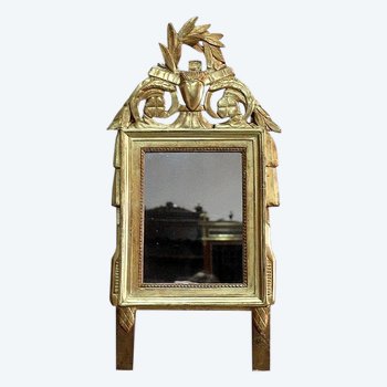  Kleiner Spiegel aus goldenem Holz, Stil Louis XVI - Anfang des 20. Jahrhunderts