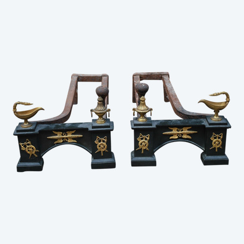 Ein Paar Raupenketten aus Schwarz-Gold-Bronze aus dem 19.