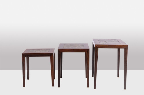 Set of 3 “nesting” tables with “Baca” pattern. 1960s.